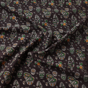 Brown - Kalamkari Printed Cotton Fabric