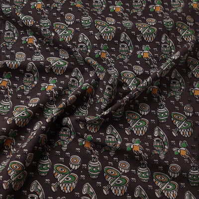 Brown - Kalamkari Printed Cotton Fabric
