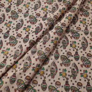 Beige - Kalamkari Printed Cotton Fabric