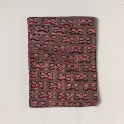 Brown - Bindaas Art Block Printed Cotton Precut Fabric (1.5 meter)