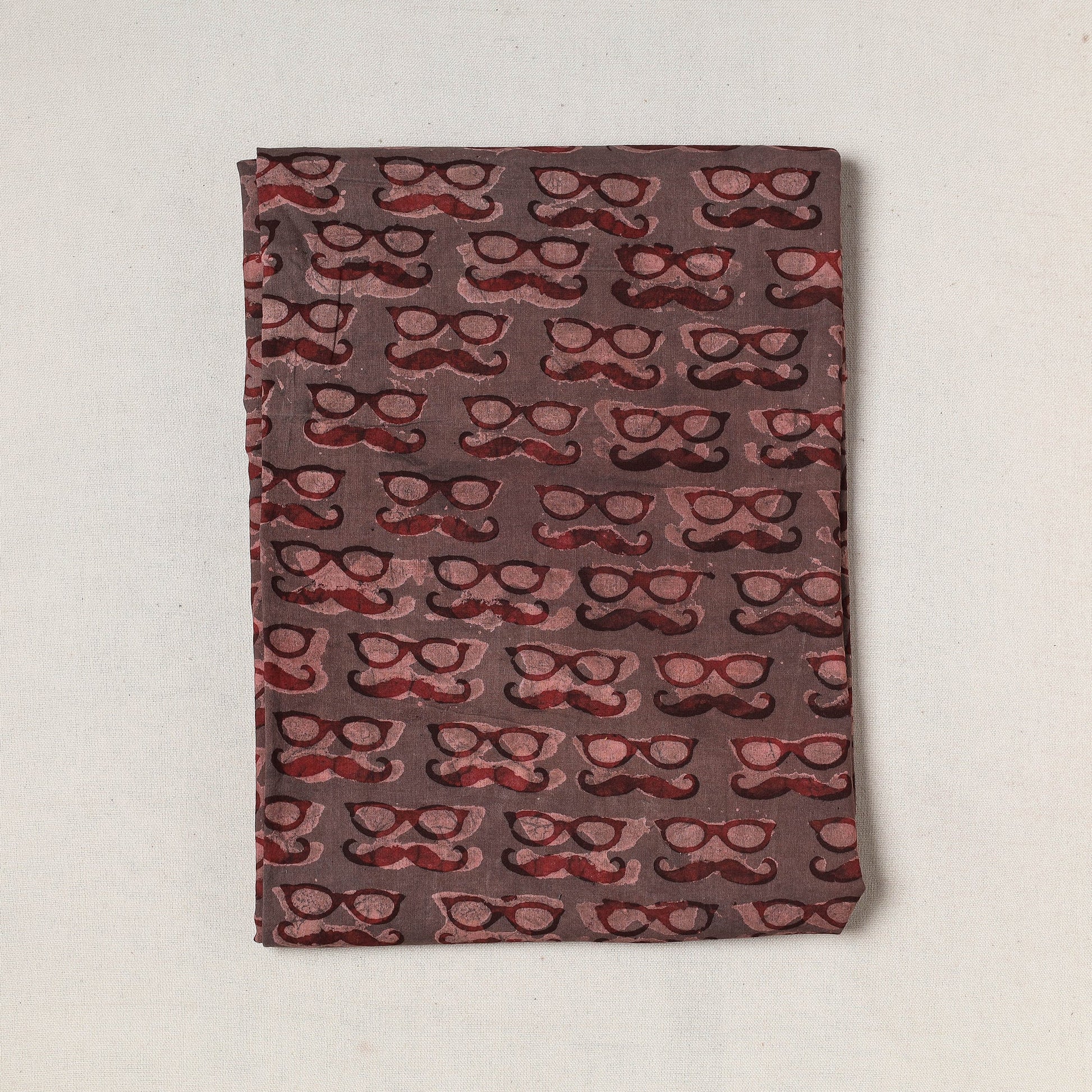 Brown - Bindaas Art Block Printed Cotton Precut Fabric (1.5 meter)