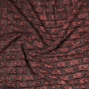 Brown - Bindaas Art Block Printed Cotton Precut Fabric (1.5 meter)