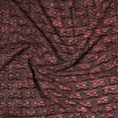 Brown - Bindaas Art Block Printed Cotton Precut Fabric (1.5 meter)