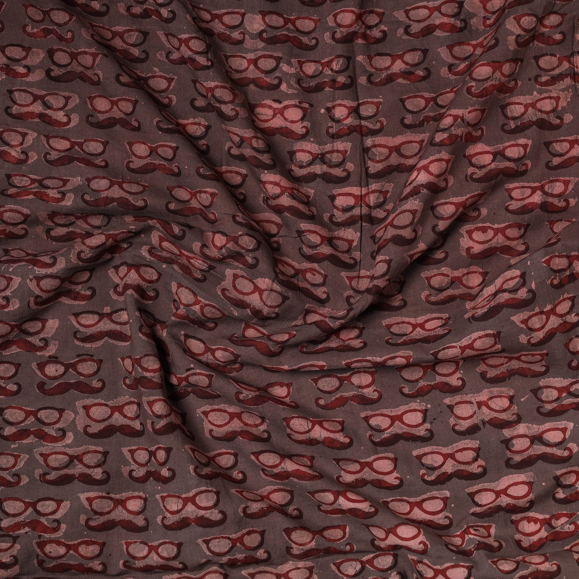 Brown - Bindaas Art Block Printed Cotton Precut Fabric (1.5 meter)