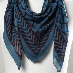 Blue - Bagru Block Printed Mul Cotton Scarf