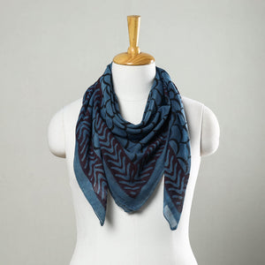 Blue - Bagru Block Printed Mul Cotton Scarf