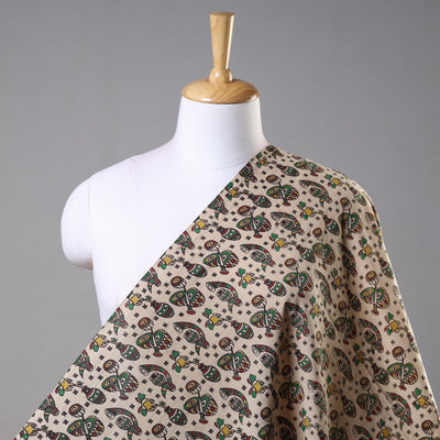 Beige - Kalamkari Printed Cotton Fabric