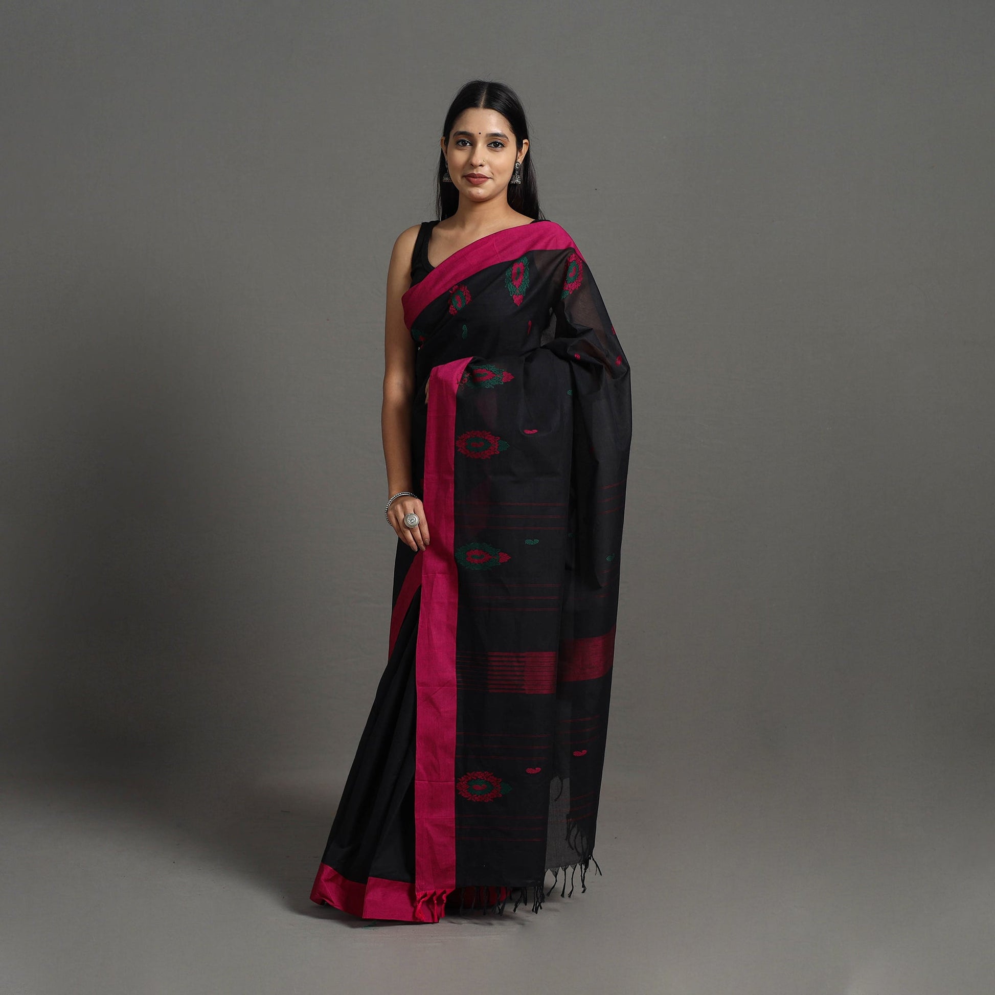 Black - Kanchipuram Cotton Saree with Buta 55