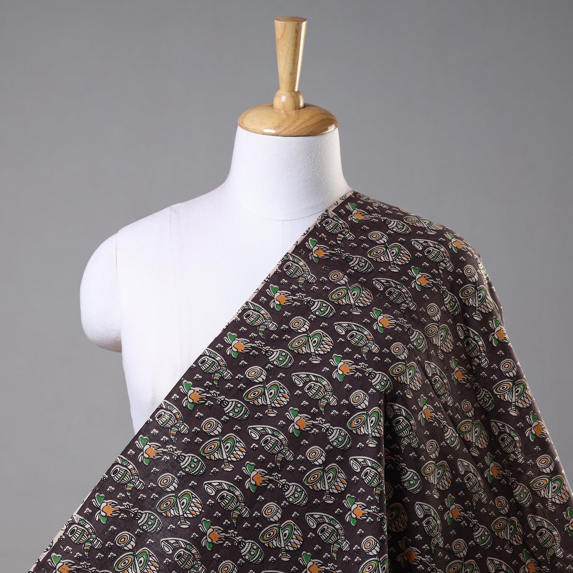 Brown - Kalamkari Printed Cotton Fabric