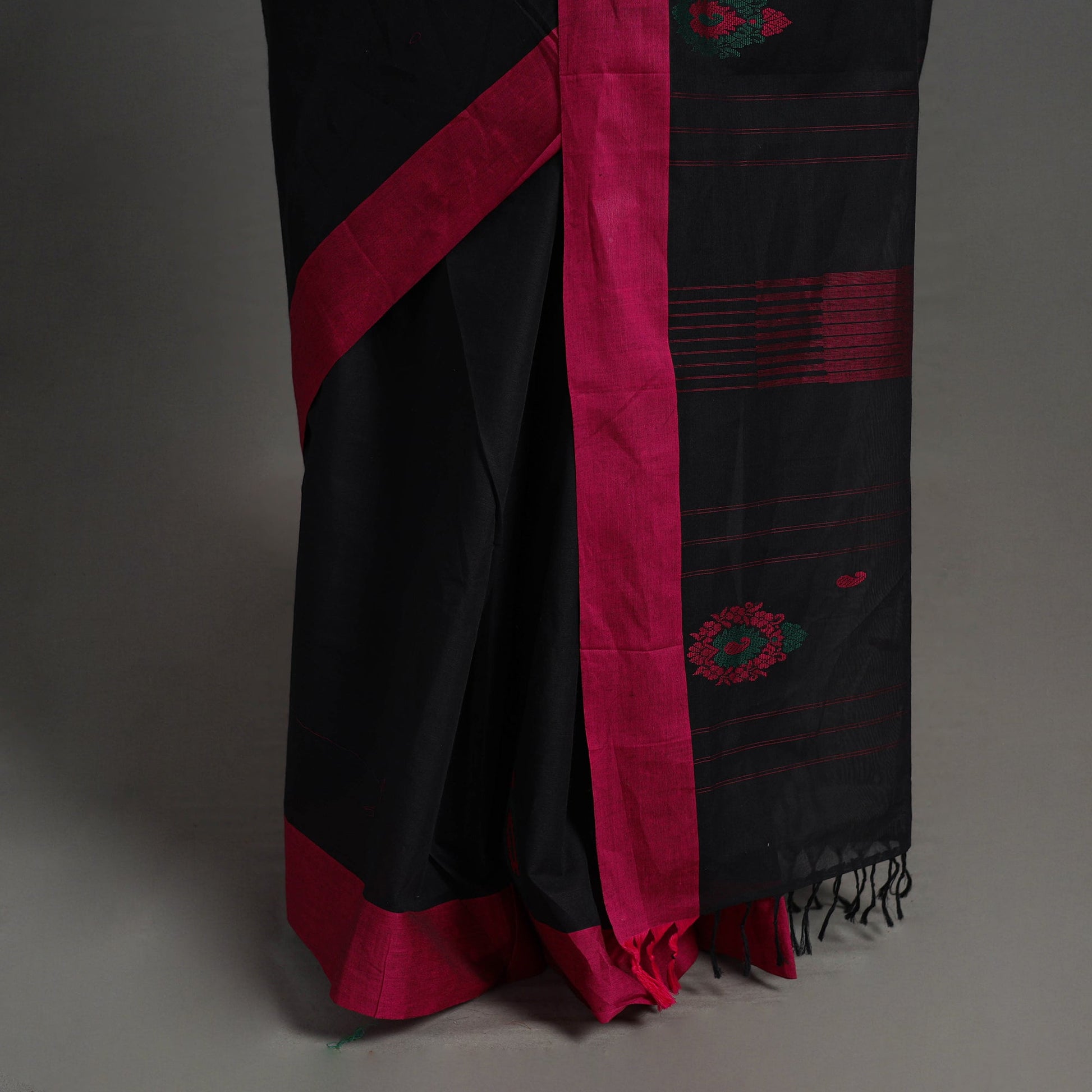 Black - Kanchipuram Cotton Saree with Buta 55