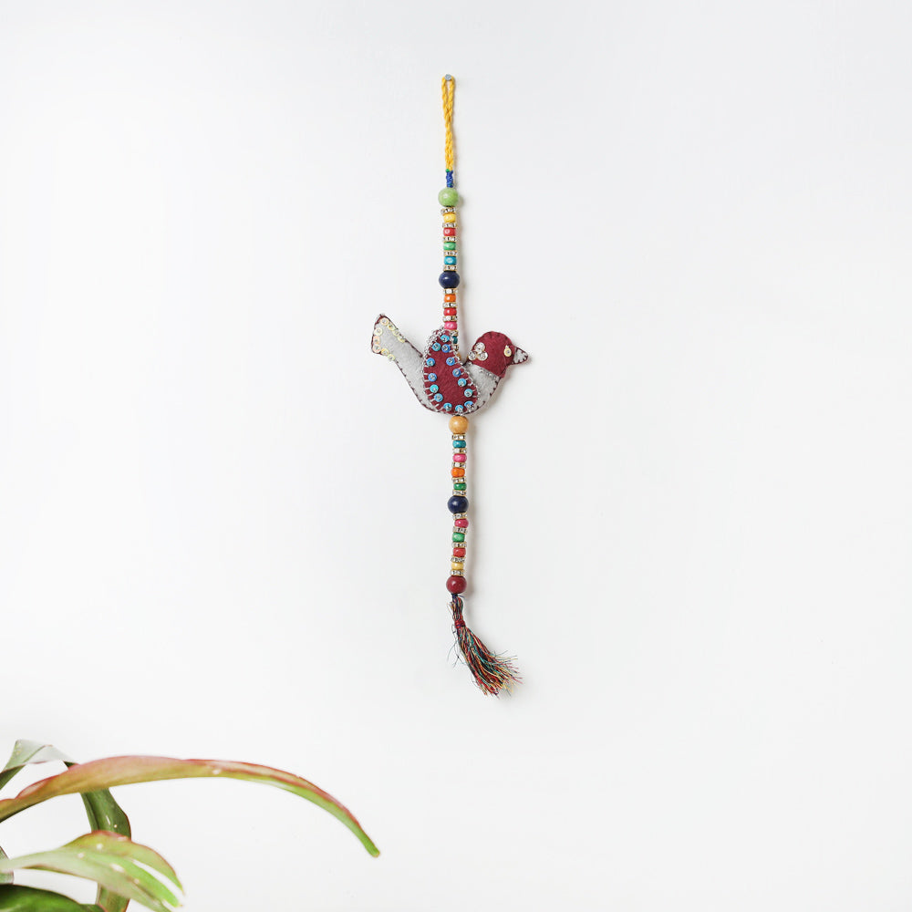 Bird - Handmade Felt & Beadwork Wall Hanging