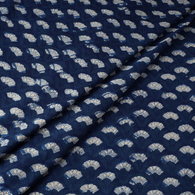 Blue - Dabu Bagru Block Print Cotton Fabric