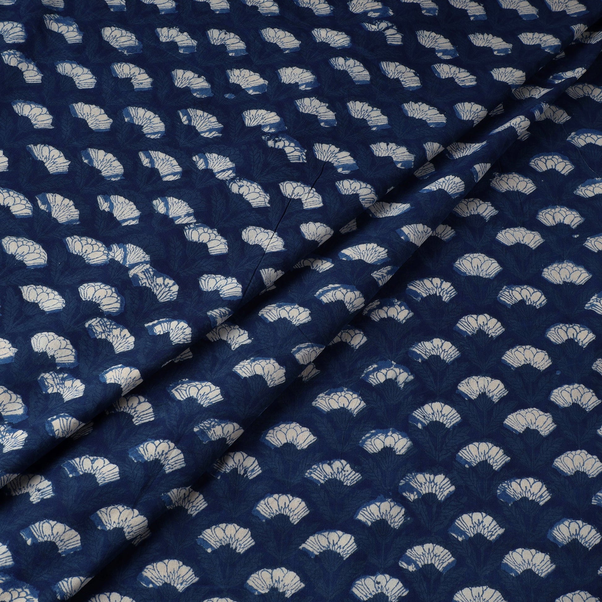 Blue - Dabu Bagru Block Print Cotton Fabric