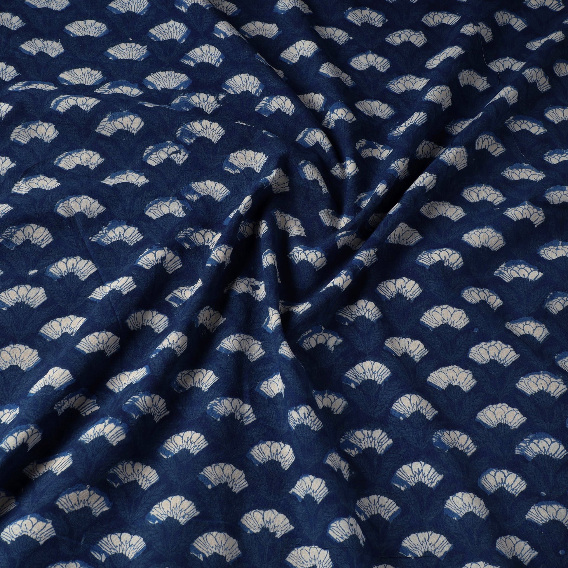Blue - Dabu Bagru Block Print Cotton Fabric