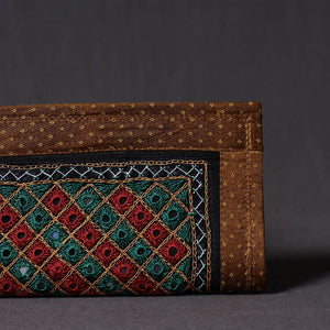 Brown - Kutchi Embroidery Mirror Work Clutch
