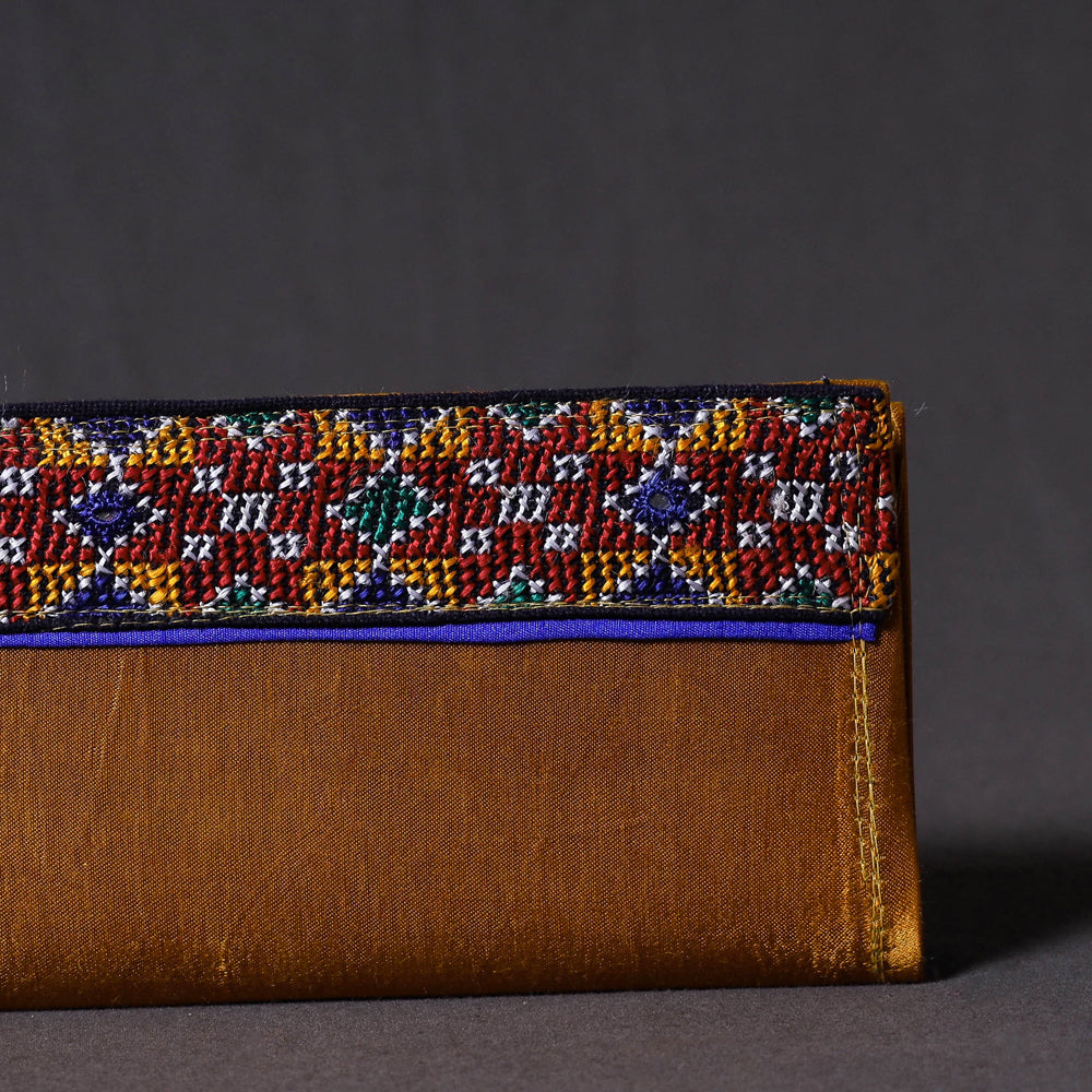 Brown - Kutchi Embroidery Mirror Work Clutch