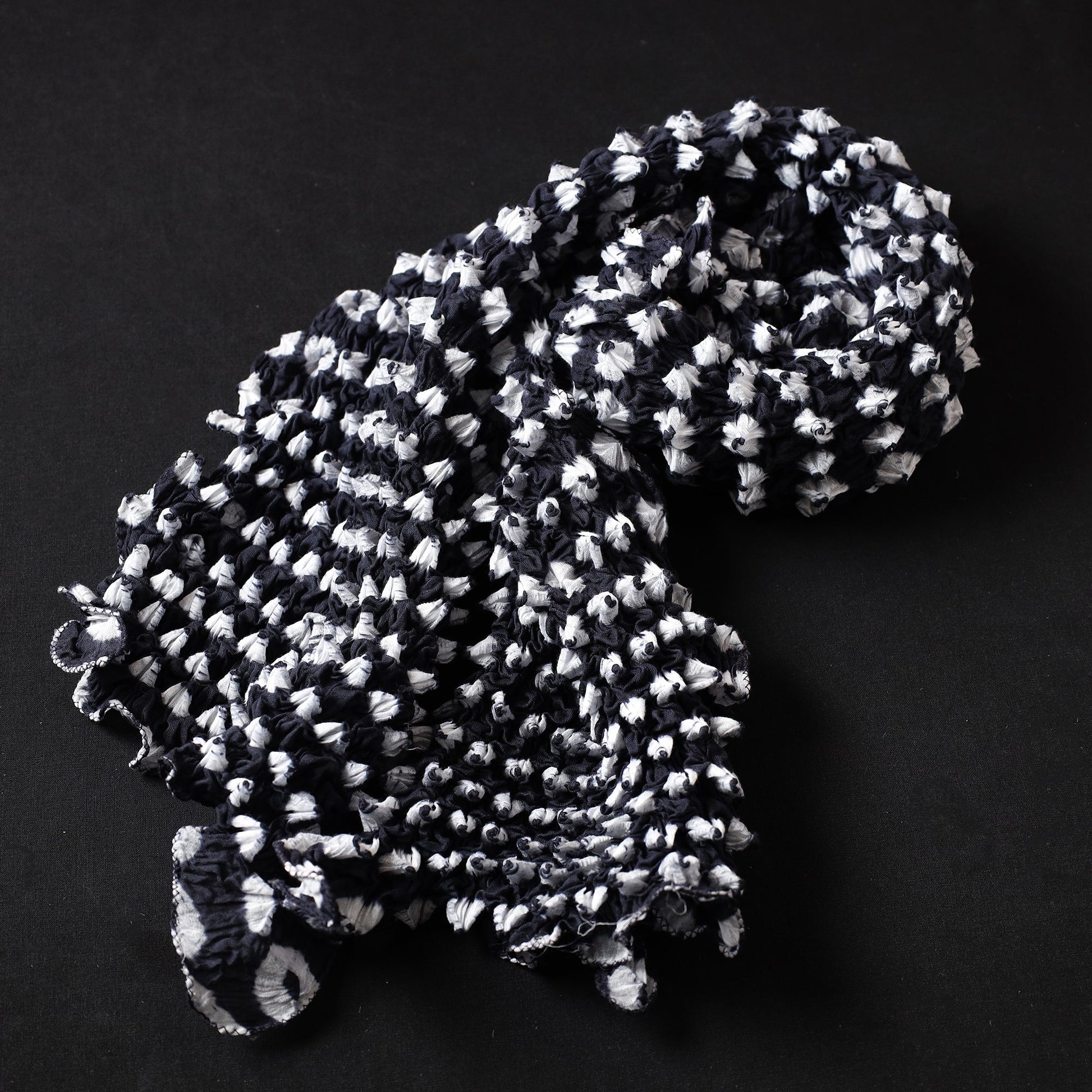 Black - Kutch Bandhani Tie-Dye Cotton Stole