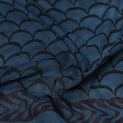 Blue - Bagru Block Printed Mul Cotton Scarf