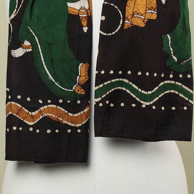 Black - Hand Batik Printed Pure Cotton Stole