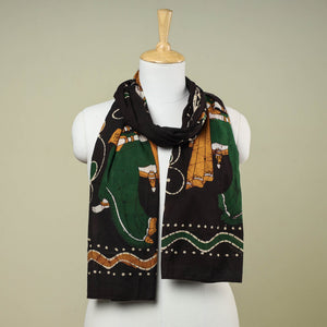 Black - Hand Batik Printed Pure Cotton Stole