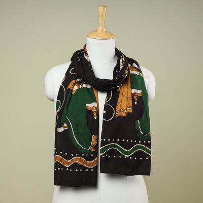 Black - Hand Batik Printed Pure Cotton Stole