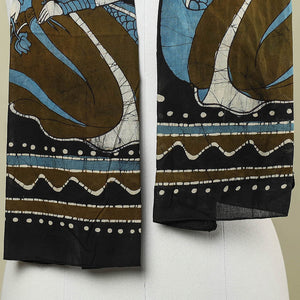 Black - Hand Batik Printed Pure Cotton Stole