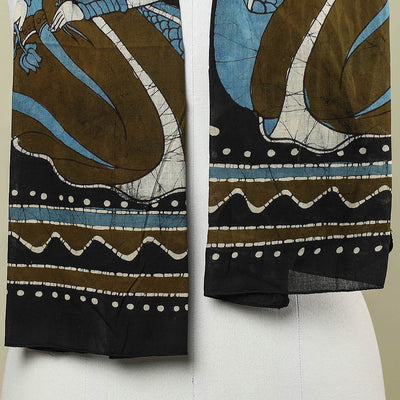 Black - Hand Batik Printed Pure Cotton Stole