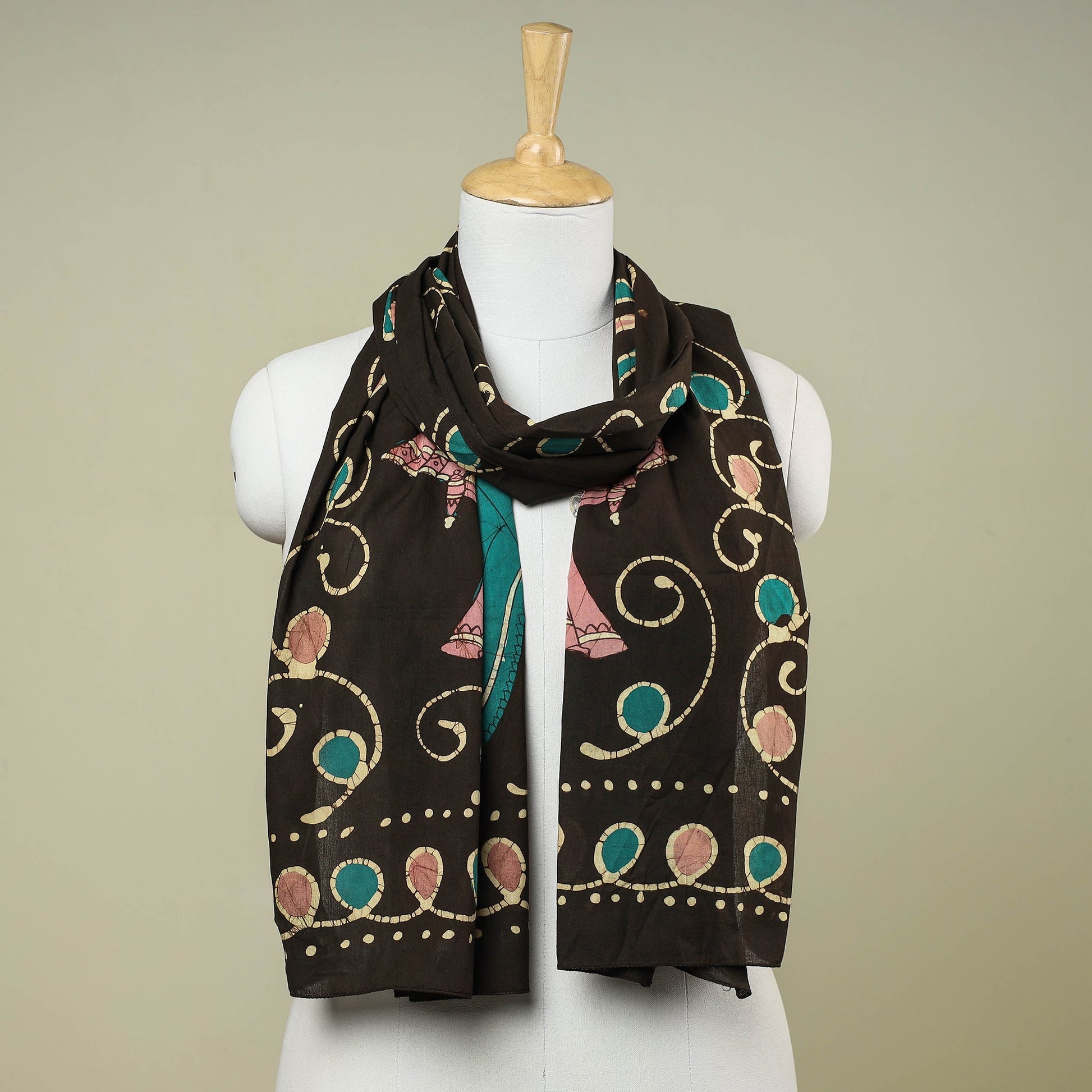 Brown - Hand Batik Printed Pure Cotton Stole