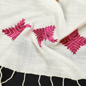 Beige - Phulkari Hand Embroidery Silk Handloom Stole
