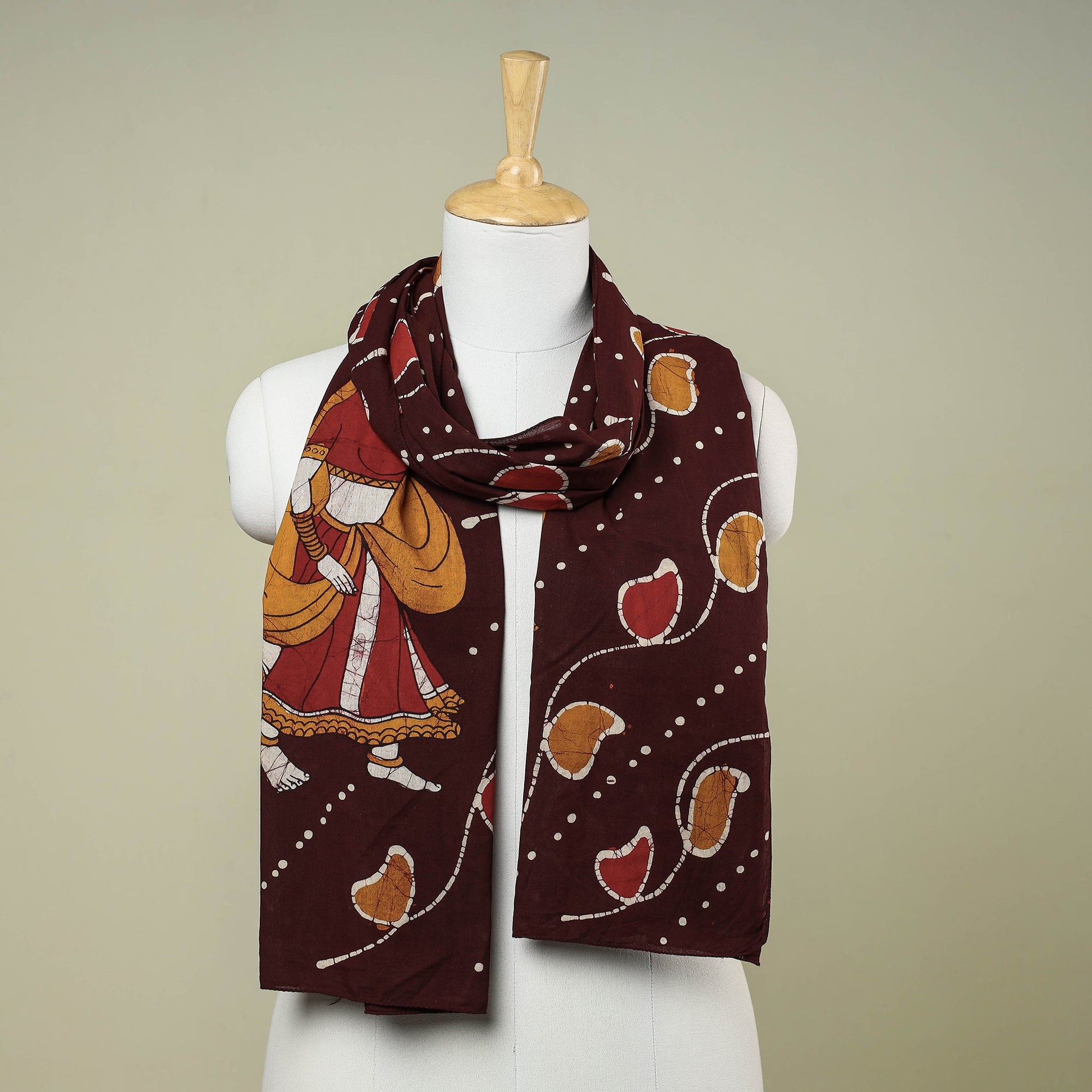 Brown - Hand Batik Printed Pure Cotton Stole