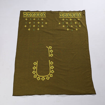 Brown - Kutch Embroidery Silk Cotton Blouse Piece