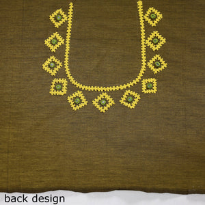 Brown - Kutch Embroidery Silk Cotton Blouse Piece
