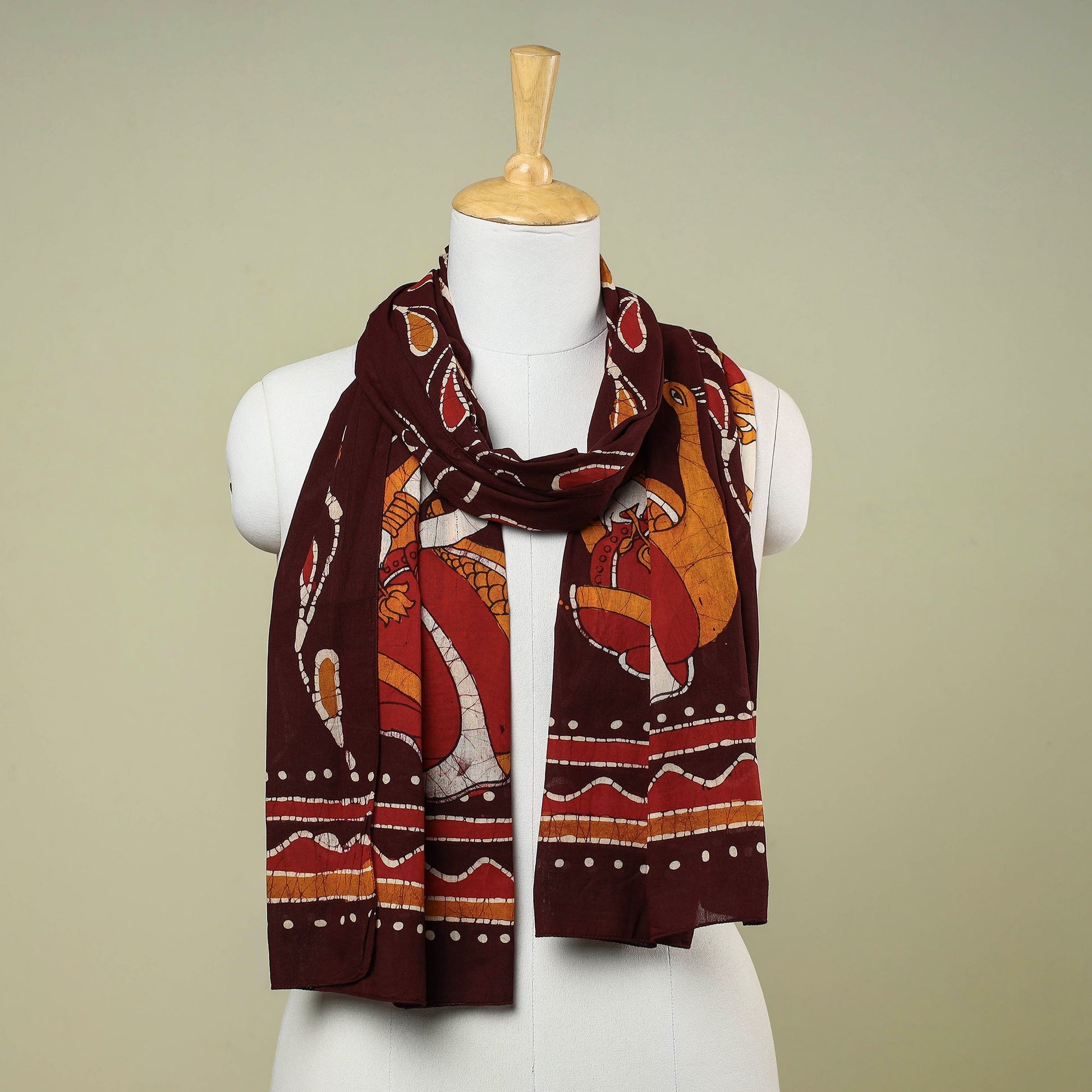 Brown - Hand Batik Printed Pure Cotton Stole