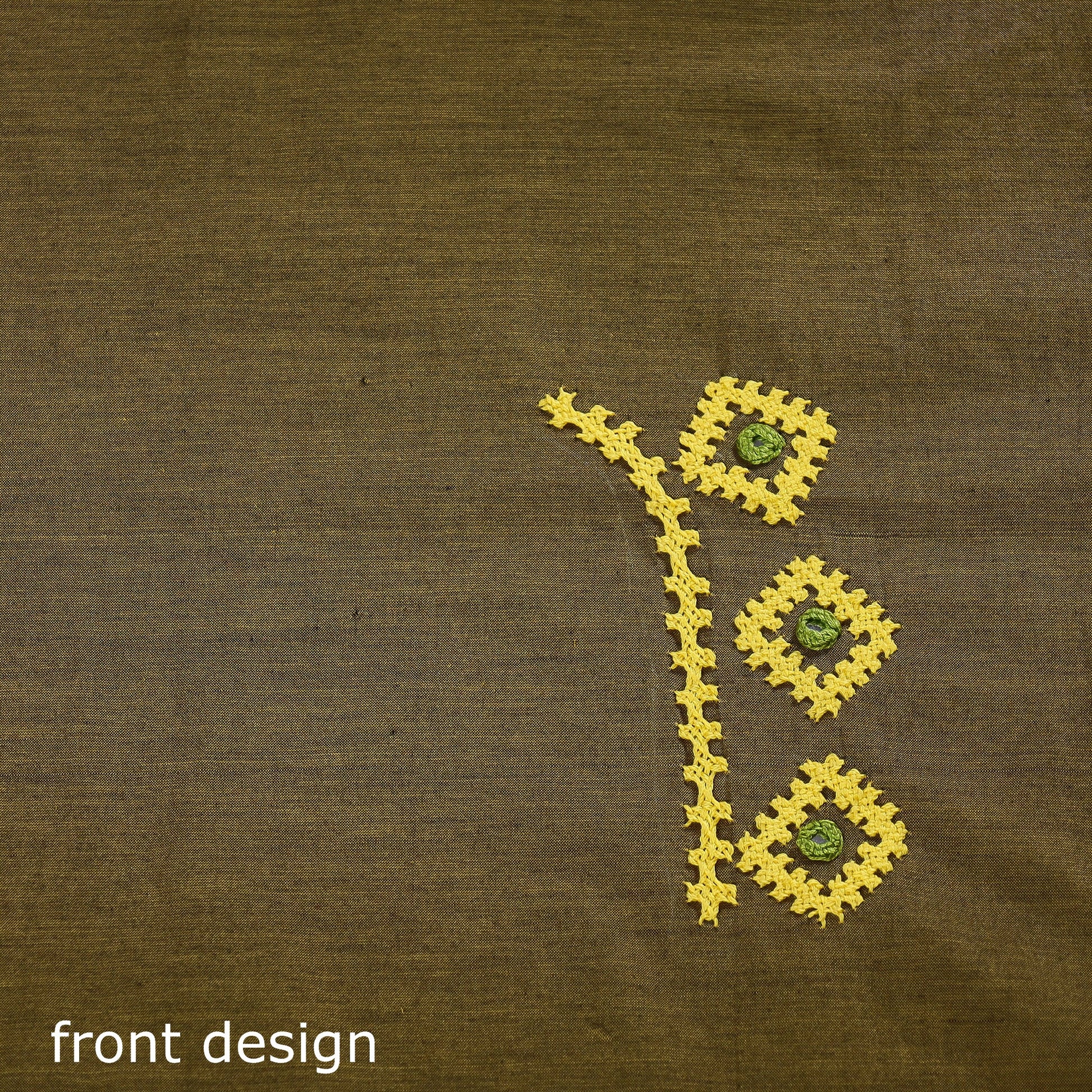 Brown - Kutch Embroidery Silk Cotton Blouse Piece