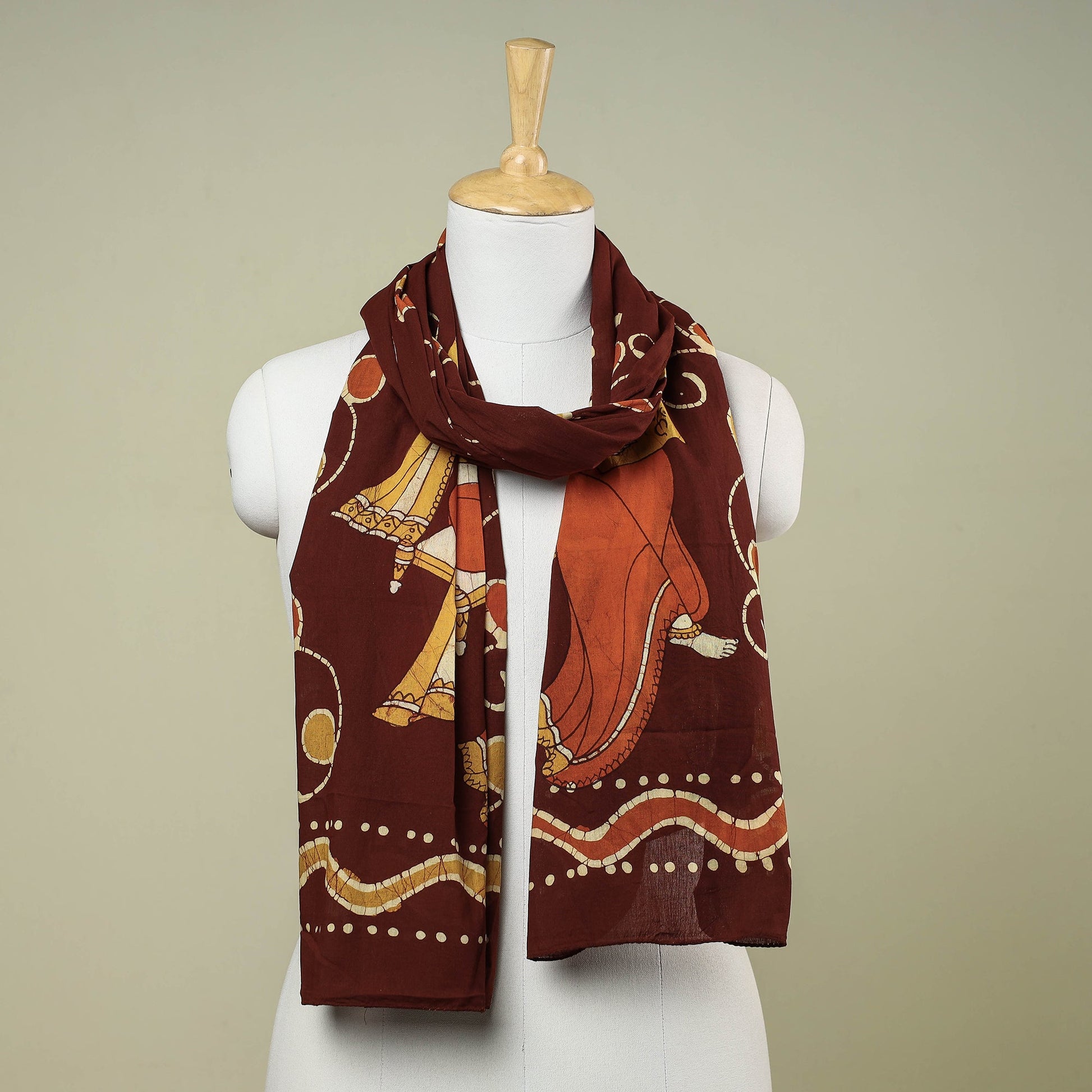 Brown - Hand Batik Printed Pure Cotton Stole