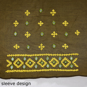 Brown - Kutch Embroidery Silk Cotton Blouse Piece