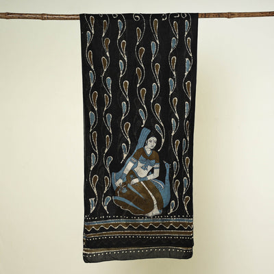 Black - Hand Batik Printed Pure Cotton Stole
