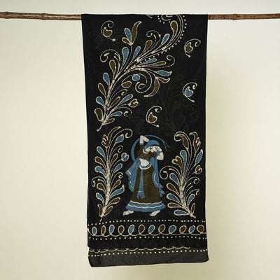 Black - Hand Batik Printed Pure Cotton Stole