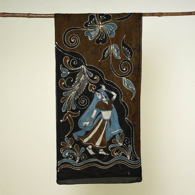 Black - Hand Batik Printed Pure Cotton Stole