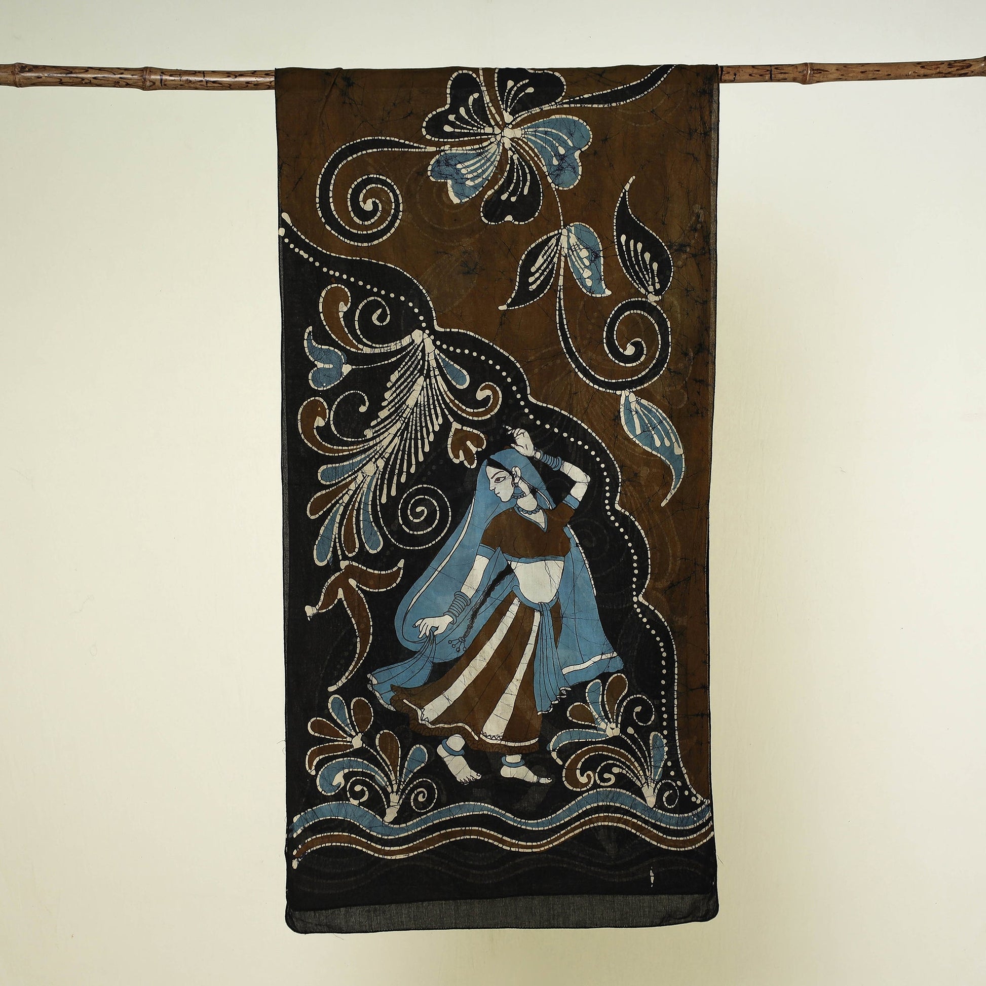 Black - Hand Batik Printed Pure Cotton Stole