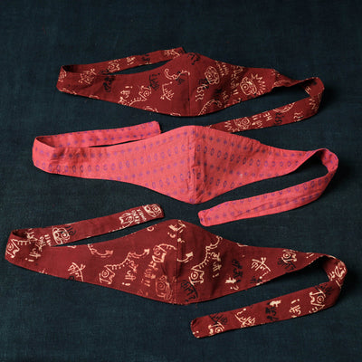 Assorted Set of 3 - Bandana Head Wrap 3 Layer Cotton Fabric Unisex Face Cover Free Size