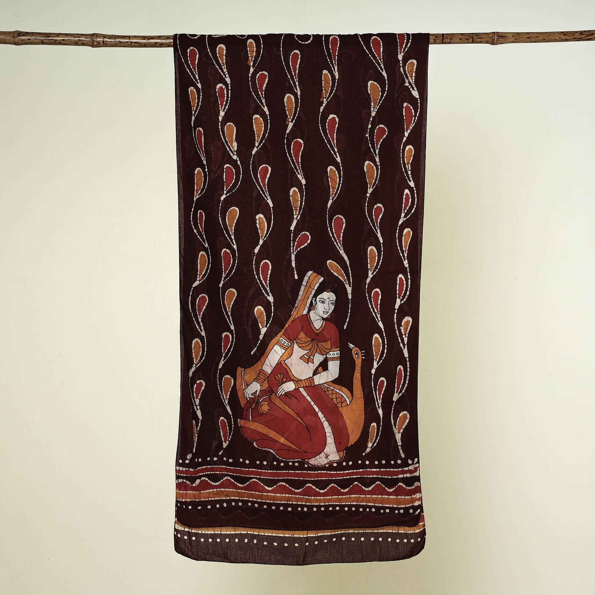 Brown - Hand Batik Printed Pure Cotton Stole