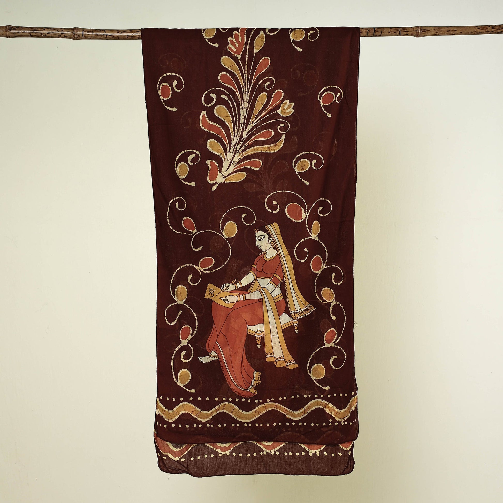 Brown - Hand Batik Printed Pure Cotton Stole