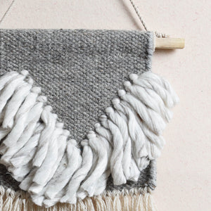Bhadohi Handwoven Wool Geometric Fringed Wall Hanging