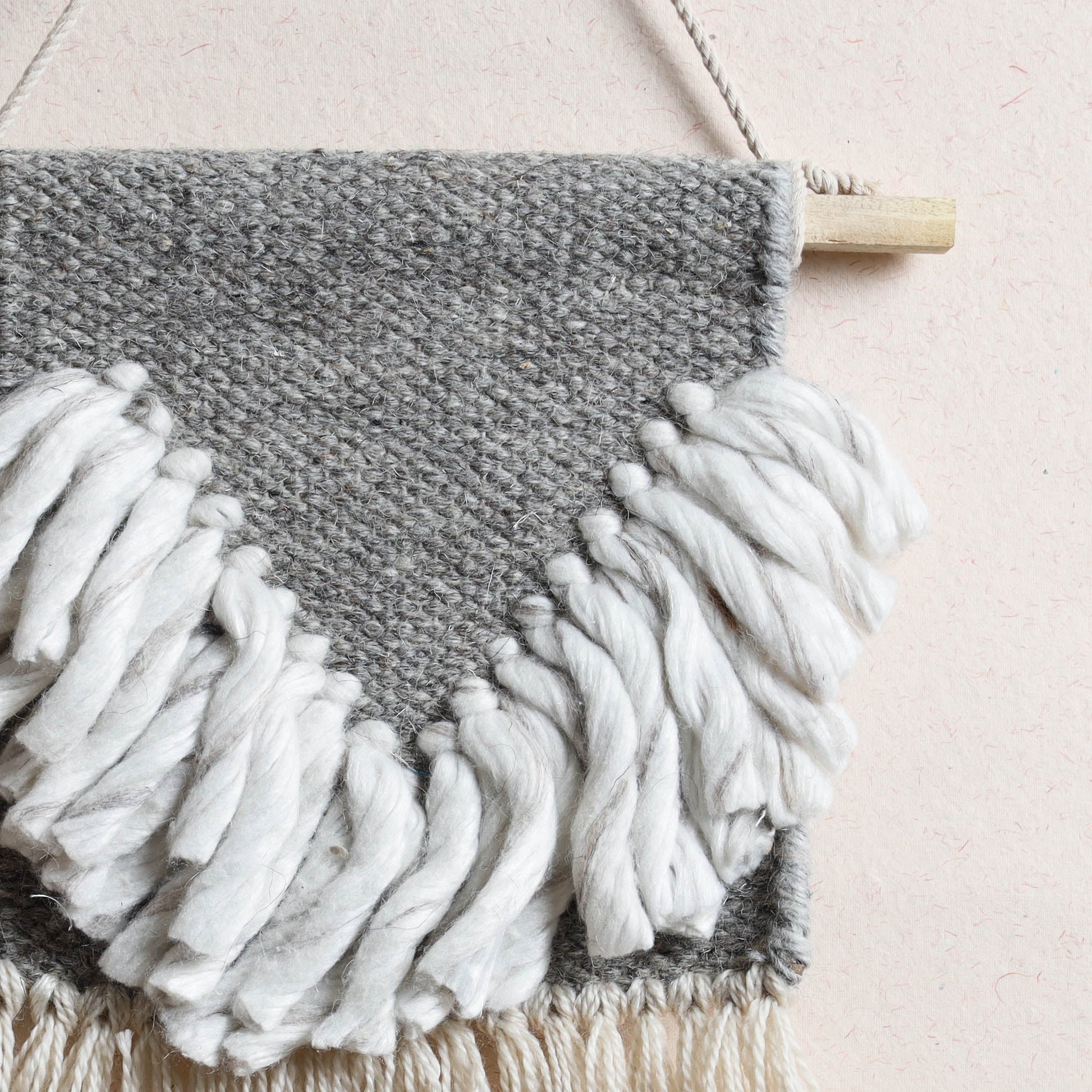 Bhadohi Handwoven Wool Geometric Fringed Wall Hanging