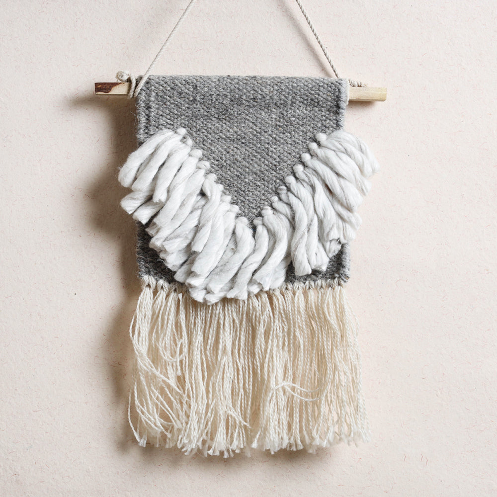 Bhadohi Handwoven Wool Geometric Fringed Wall Hanging