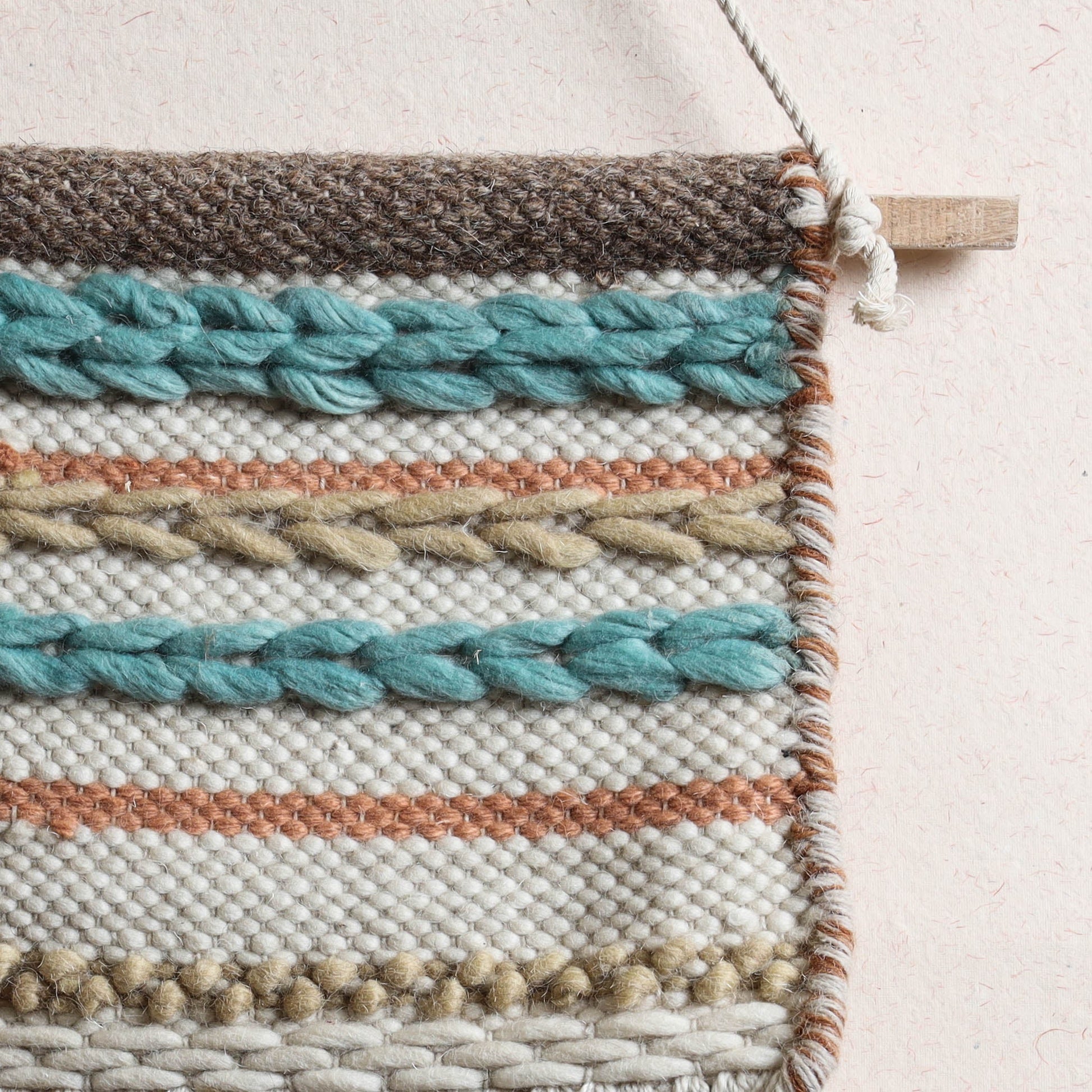 Bhadohi Handwoven Wool Geometric Fringed Wall Hanging