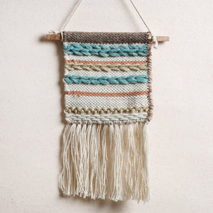 Bhadohi Handwoven Wool Geometric Fringed Wall Hanging