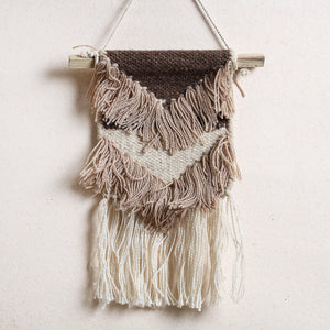 Bhadohi Handwoven Wool Geometric Fringed Wall Hanging