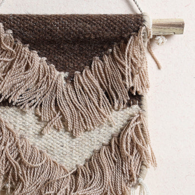 Bhadohi Handwoven Wool Geometric Fringed Wall Hanging